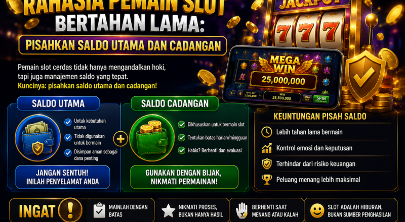 Rahasia Pemain Slot Bertahan Lama: Pisahkan Saldo Utama dan Cadangan